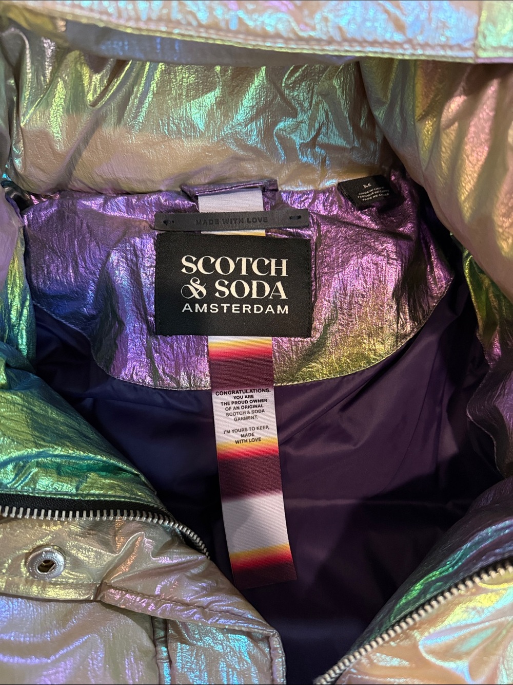 Scotch & Soda Iridescent Puffer Jacket sz M - Picture 2 of 12